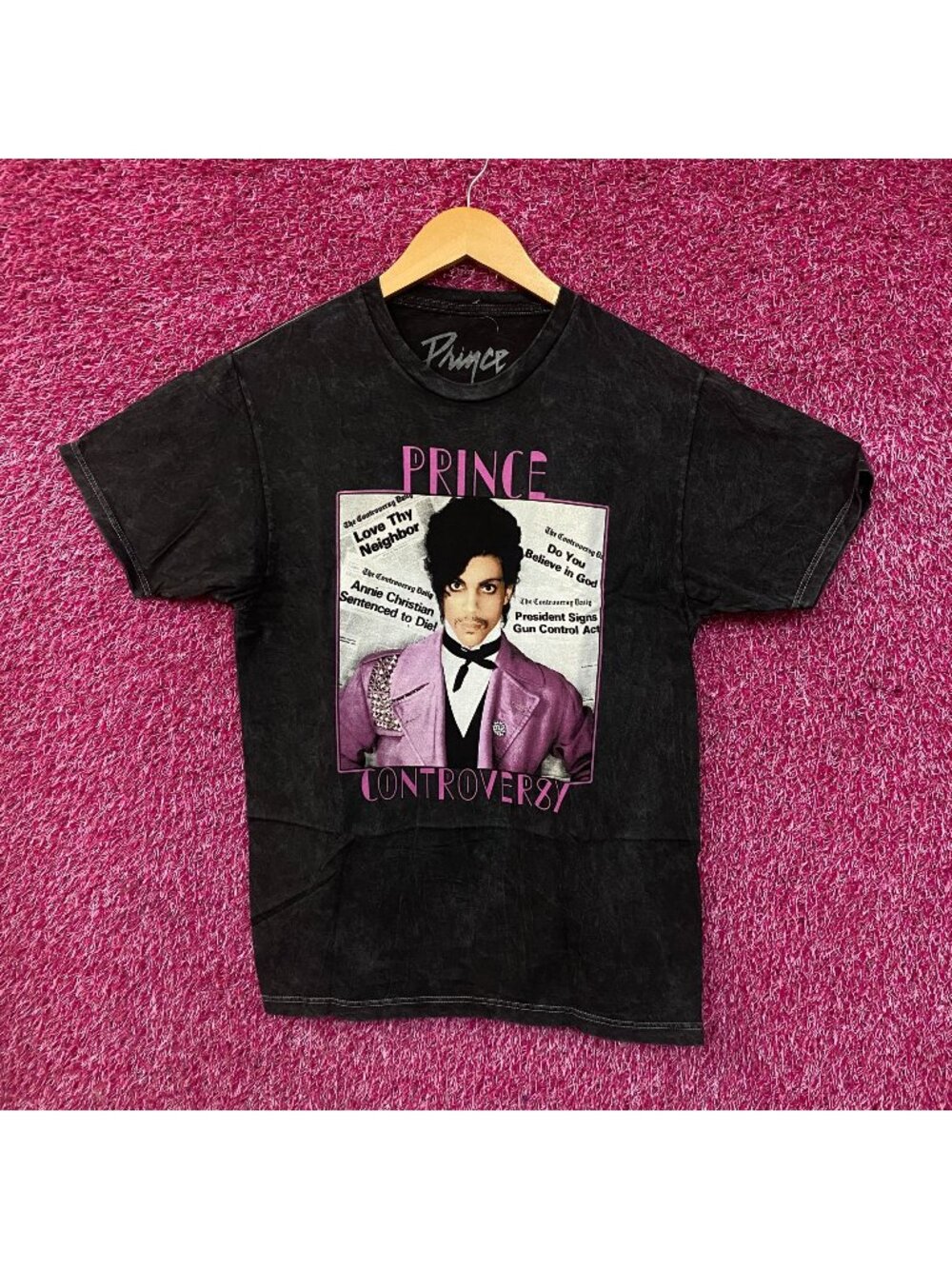 Prince Controversy Washed Acid-Wash Graphic T-Shirt Medium